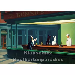 Nighthawks at Bunnies | Postkarte Ostern