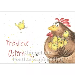 Fröhliche Ostern Postkarte - Illustration: Gisela Herberger