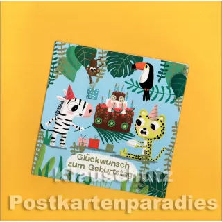 ActeTre Puzzlecard mit Tieren - Glückwunsch zum Geburtstag - Glückwunschkarte und Umschlag