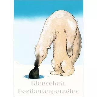 Postkarte von Wolf Erlbruch aus dem Peter-Hammer-Verlag - Eisbär