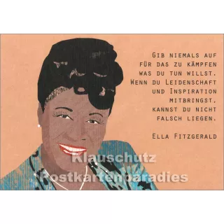 Ella Fitzgerald | Holzschliffpappe Zitat Postkarte von Studio Blankensteyn