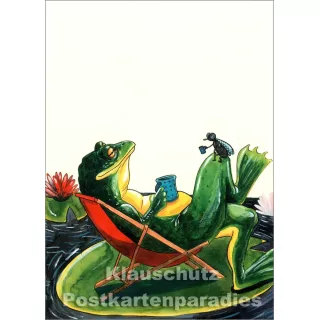 Postkarte aus dem 'Peter Hammer Verlag' von Leonard Erlbruch - Pausenfrosch