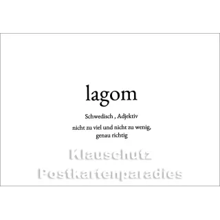 Wortschatzkarte | lagom | Schwedisch | nicht zu viel und nicht zu wenig