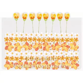 Cityproducts Postkarte: Blumentorte - ausgestanzt mit goldfarbener Lackierung