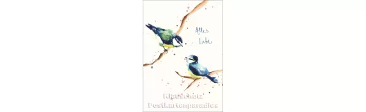 Alles Liebe - Postkarte mit Blaumeisen