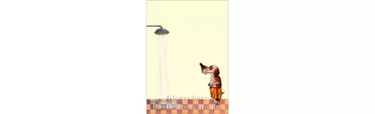 Kalte Dusche | Postkarte Wolf Erlbruch