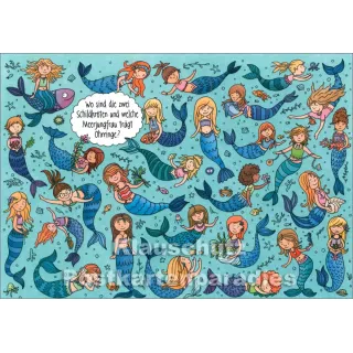 Wimmelbild Postkarte von SkoKo - Welche Meerjungfrau trägt Ohrringe?