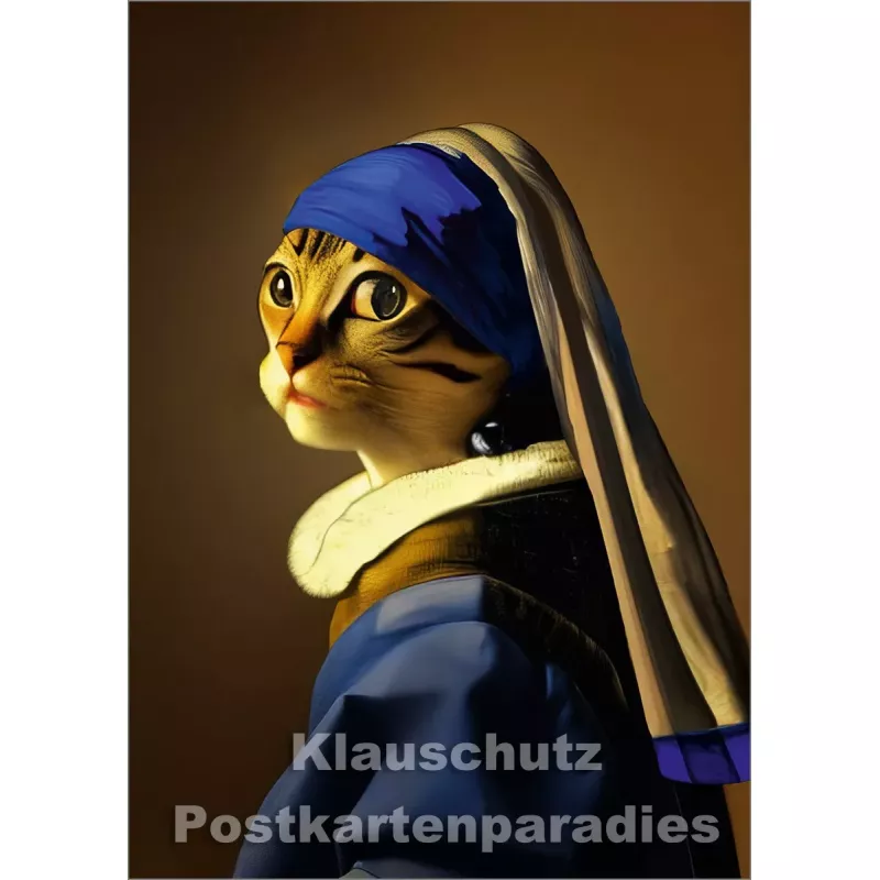 Die Katze mit dem Perlenohrring | Kunstkarte von Georges Victor