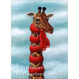 Postkarte von Nastja Holtfreter: Gute Besserung - Giraffe mit rotem Schal
