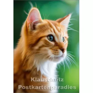 Postkartenparadies Foto Postkarte: Katze im Grünen