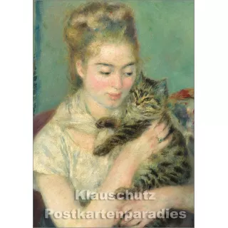 Kunstkarte von Auguste Renoir - Frau mit Katze