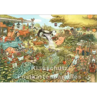 Die Kuh Lieselotte im Garten | Kinder Postkarte