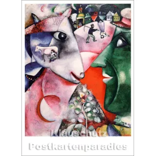 Marc Chagall - Ich und das Dorf | Kunst Postkarte