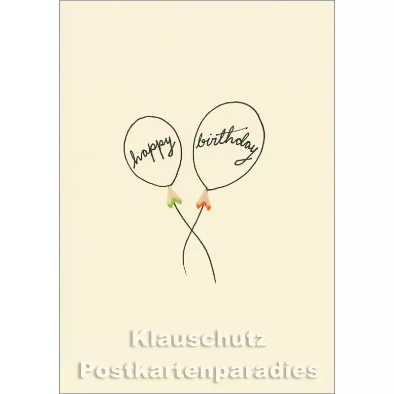 Pencil Shaving Cards Doppelkarte - Happy Birthday Ballons