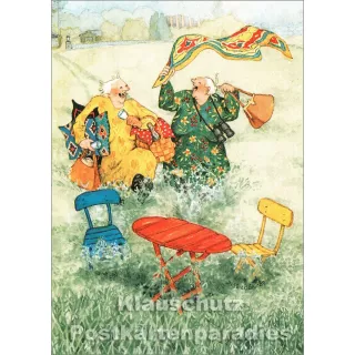 Taurus Postkarte Inge Löök - Alte Frauen beim Picknick