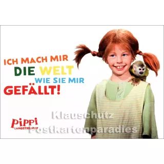 Kinder Foto Postkarte | Pippi Langstrumpf - Ich mach mir die Welt