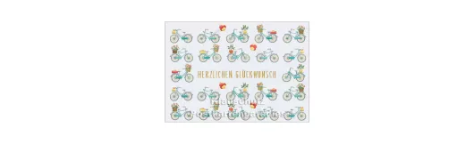 Glückwunsch Fahrräder - Goldfarbene Doppelkarte