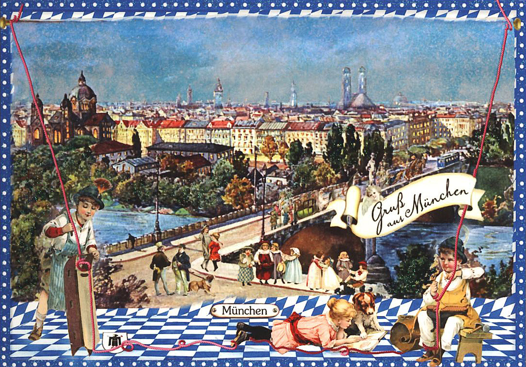 Nostalgische Gruß aus München Postkarte